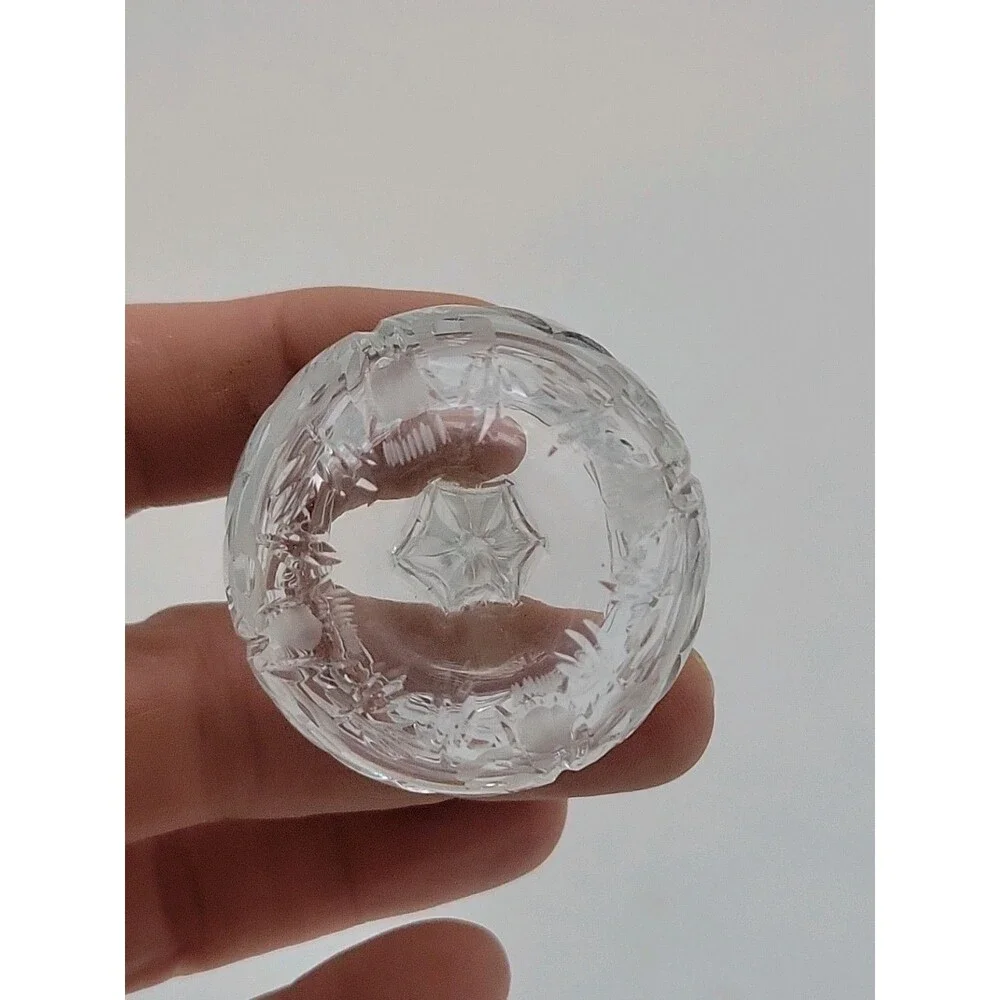 Vintage Replacement Cut Crystal Round Decanter Stopper Only Flowers Etched